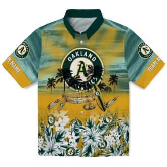 Personalized Oakland Athletics Green Tropical Canoe Hawaiian Shirt for MLB Fans