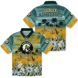 Personalized Oakland Athletics Green Tropical Canoe Hawaiian Shirt for MLB Fans