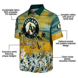 Personalized Oakland Athletics Green Tropical Canoe Hawaiian Shirt for MLB Fans