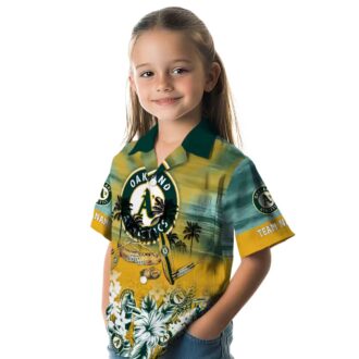 Personalized Oakland Athletics Green Tropical Canoe Hawaiian Shirt for MLB Fans