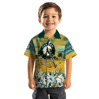 Personalized Oakland Athletics Green Tropical Canoe Hawaiian Shirt for MLB Fans