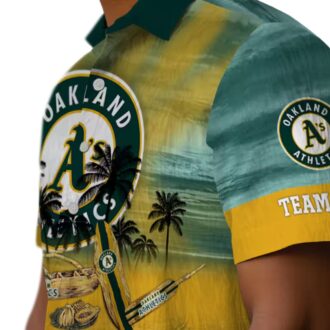 Personalized Oakland Athletics Green Tropical Canoe Hawaiian Shirt for MLB Fans