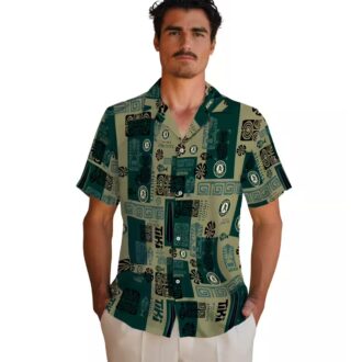Shop Oakland Athletics Tribal Symbols Hawaiian Shirt - Green MLB Fan Fashion