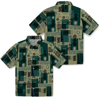 Shop Oakland Athletics Tribal Symbols Hawaiian Shirt - Green MLB Fan Fashion