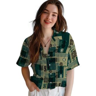 Shop Oakland Athletics Tribal Symbols Hawaiian Shirt - Green MLB Fan Fashion