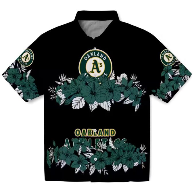 Trending Oakland Athletics Hibiscus Stripe Shirt - Green Floral Baseball Fan Gift
