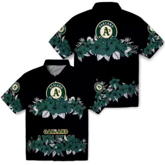 Trending Oakland Athletics Hibiscus Stripe Shirt - Green Floral Baseball Fan Gift