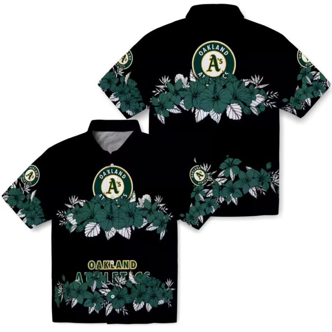 Trending Oakland Athletics Hibiscus Stripe Shirt - Green Floral Baseball Fan Gift