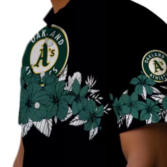Trending Oakland Athletics Hibiscus Stripe Shirt - Green Floral Baseball Fan Gift
