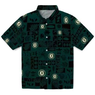 Tropical Green Black Oakland Athletics Hawaiian Shirt - Perfect for Summer & Game Day