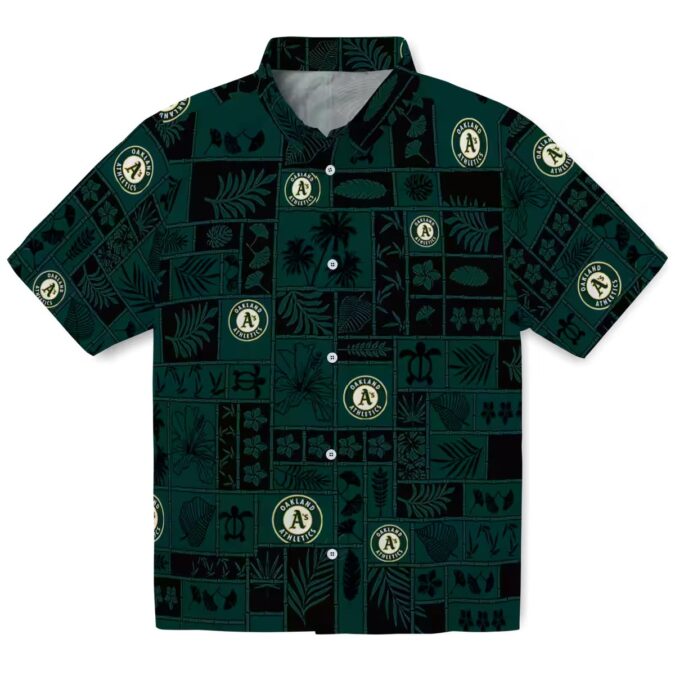 Tropical Green Black Oakland Athletics Hawaiian Shirt - Perfect for Summer & Game Day