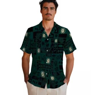 Tropical Green Black Oakland Athletics Hawaiian Shirt - Perfect for Summer & Game Day