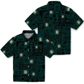 Tropical Green Black Oakland Athletics Hawaiian Shirt - Perfect for Summer & Game Day
