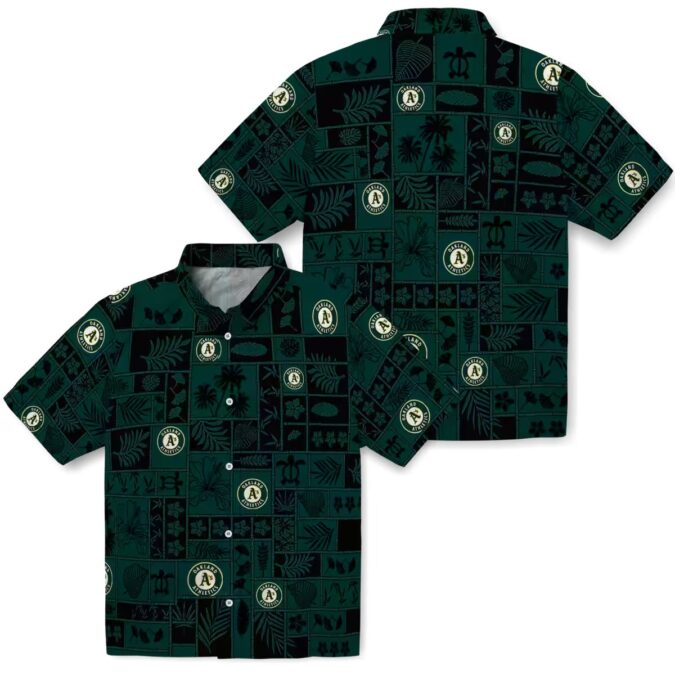 Tropical Green Black Oakland Athletics Hawaiian Shirt - Perfect for Summer & Game Day