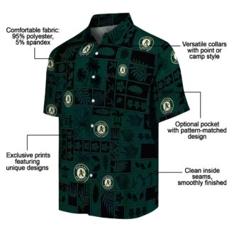 Tropical Green Black Oakland Athletics Hawaiian Shirt - Perfect for Summer & Game Day