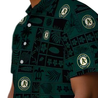 Tropical Green Black Oakland Athletics Hawaiian Shirt - Perfect for Summer & Game Day