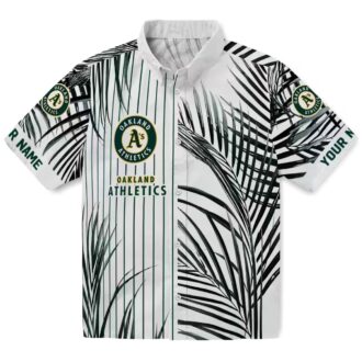 Tropical Oakland Athletics Aloha Hawaiian Shirt - Palm Stripes Design in Green & Black for A’s Fans
