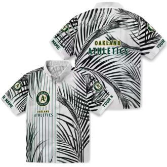 Tropical Oakland Athletics Aloha Hawaiian Shirt - Palm Stripes Design in Green & Black for A’s Fans