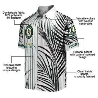 Tropical Oakland Athletics Aloha Hawaiian Shirt - Palm Stripes Design in Green & Black for A’s Fans