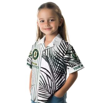 Tropical Oakland Athletics Aloha Hawaiian Shirt - Palm Stripes Design in Green & Black for A’s Fans