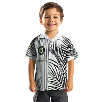 Tropical Oakland Athletics Aloha Hawaiian Shirt - Palm Stripes Design in Green & Black for A’s Fans