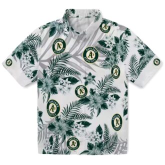Tropical Oakland Athletics Hawaiian Shirt - Green White Hibiscus Palm Print for Men