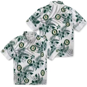 Tropical Oakland Athletics Hawaiian Shirt - Green White Hibiscus Palm Print for Men