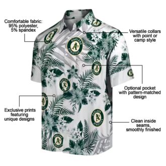 Tropical Oakland Athletics Hawaiian Shirt - Green White Hibiscus Palm Print for Men