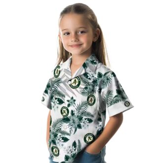 Tropical Oakland Athletics Hawaiian Shirt - Green White Hibiscus Palm Print for Men