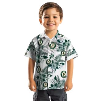 Tropical Oakland Athletics Hawaiian Shirt - Green White Hibiscus Palm Print for Men