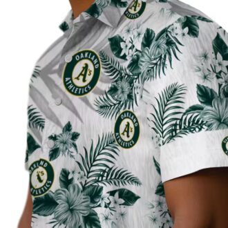 Tropical Oakland Athletics Hawaiian Shirt - Green White Hibiscus Palm Print for Men