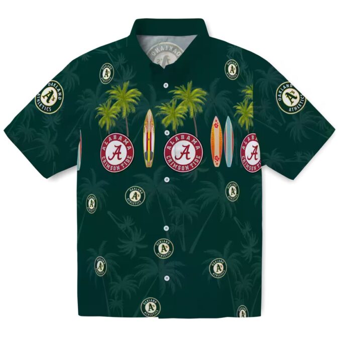 Tropical Oakland Athletics Surfboard Palm Green Hawaiian Shirt - Unique MLB Fan Apparel