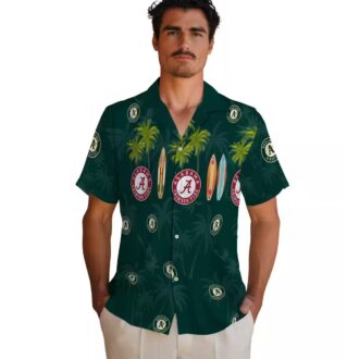 Tropical Oakland Athletics Surfboard Palm Green Hawaiian Shirt - Unique MLB Fan Apparel