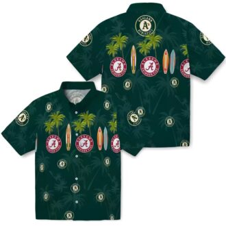 Tropical Oakland Athletics Surfboard Palm Green Hawaiian Shirt - Unique MLB Fan Apparel