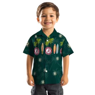 Tropical Oakland Athletics Surfboard Palm Green Hawaiian Shirt - Unique MLB Fan Apparel