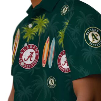 Tropical Oakland Athletics Surfboard Palm Green Hawaiian Shirt - Unique MLB Fan Apparel