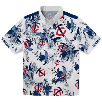 Custom Minnesota Twins Botanical Hawaiian Shirt - Navy & White Tropical Fan Apparel