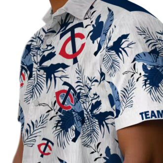 Custom Minnesota Twins Botanical Hawaiian Shirt - Navy & White Tropical Fan Apparel
