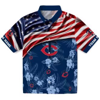 Custom Minnesota Twins Hibiscus Navy Hawaiian Shirt – US Flag Design for MLB Fans