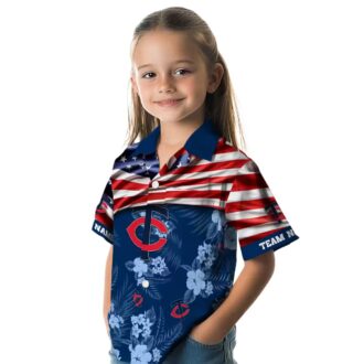 Custom Minnesota Twins Hibiscus Navy Hawaiian Shirt – US Flag Design for MLB Fans