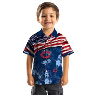 Custom Minnesota Twins Hibiscus Navy Hawaiian Shirt – US Flag Design for MLB Fans