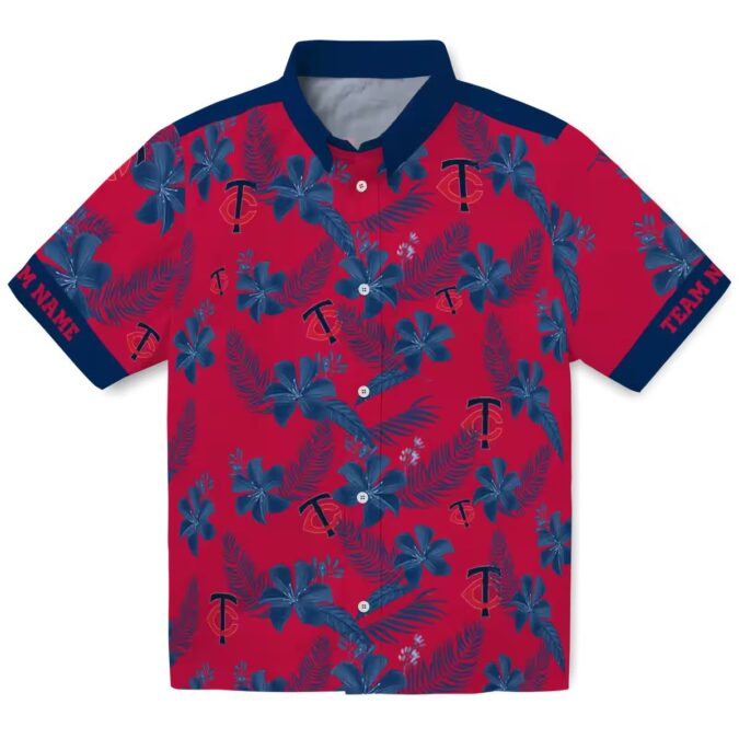 Custom Minnesota Twins Red Hawaiian Shirt - Tropical Botanical Print MLB Summer Apparel