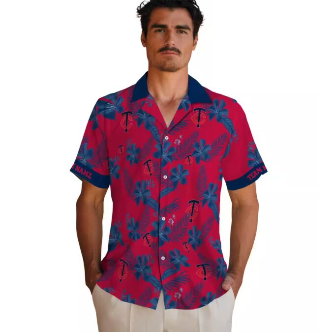 Custom Minnesota Twins Red Hawaiian Shirt - Tropical Botanical Print MLB Summer Apparel