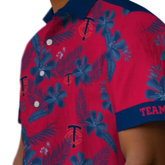 Custom Minnesota Twins Red Hawaiian Shirt - Tropical Botanical Print MLB Summer Apparel