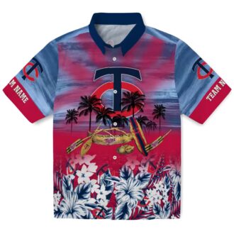 Custom Minnesota Twins Tropical Canoe Navy Hawaiian Shirt - MLB Fan Beach & Vacation Gear