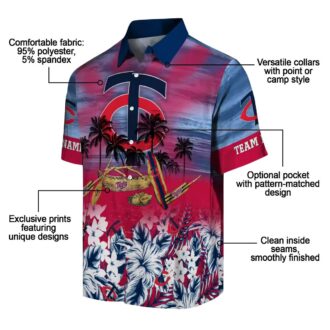 Custom Minnesota Twins Tropical Canoe Navy Hawaiian Shirt - MLB Fan Beach & Vacation Gear