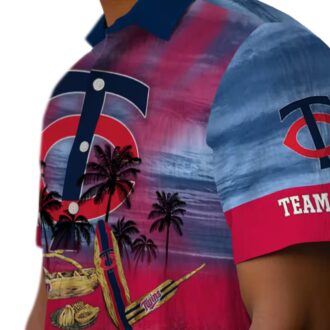 Custom Minnesota Twins Tropical Canoe Navy Hawaiian Shirt - MLB Fan Beach & Vacation Gear