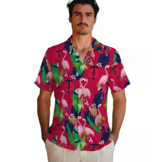 Exclusive Minnesota Twins Flamingo Foliage Aloha Shirt - Navy Green Tropical MLB Apparel
