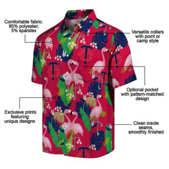 Exclusive Minnesota Twins Flamingo Foliage Aloha Shirt - Navy Green Tropical MLB Apparel
