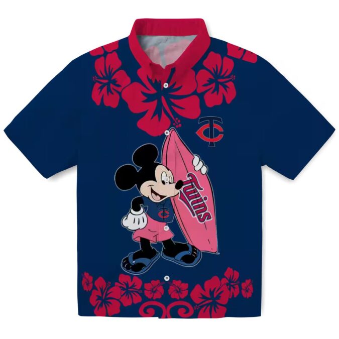Limited Edition Minnesota Twins Aloha Hawaiian Shirt - Surfing Mickey MLB Vacation Outfit